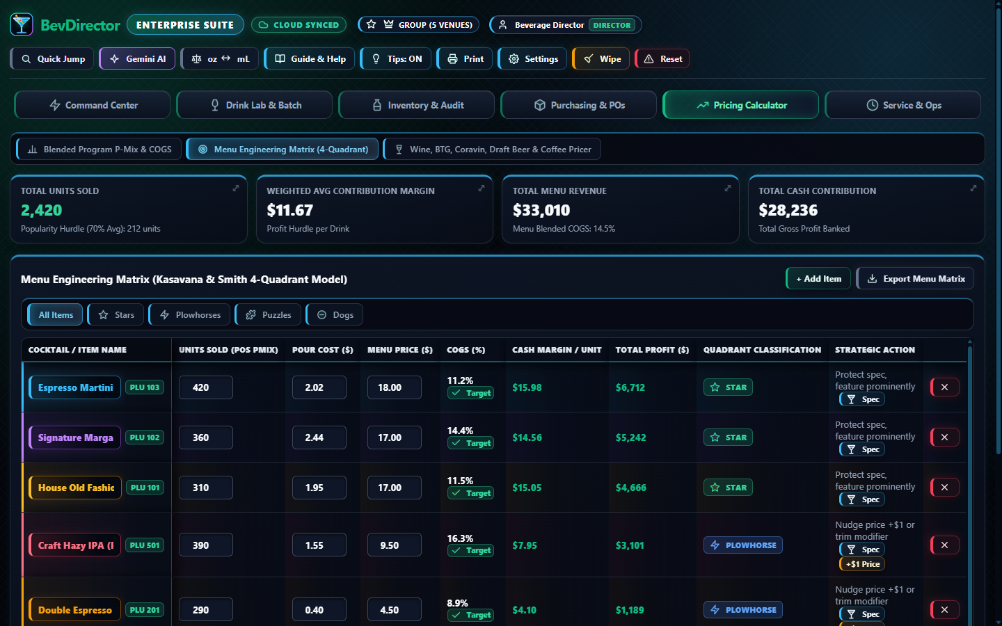 Menu Engineering Built for Real Margins Screenshot